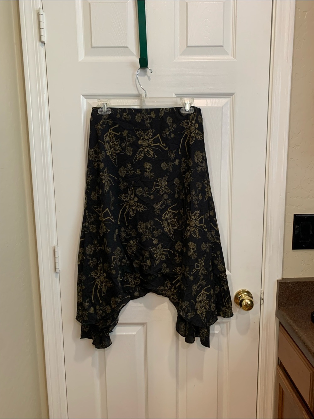 Black Floral Asymmetric Hem Skirt